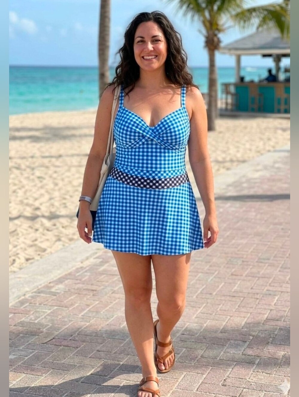 Draper James + Lands' End Gingham Swimsuit And Matching Skort NWT Sz 18